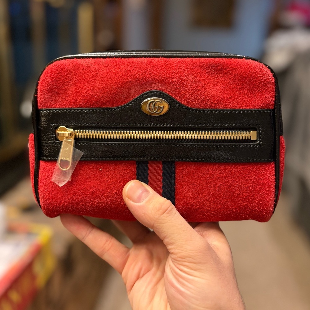 ANOTHER ONE! SOLD!! NWT’S Gucci Ophidia Small Belt Bag in Hibiscus Red Suedem - Picture 14 of 14
